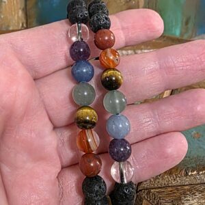 Lava Stone Bracelets with Chakra Gemstones