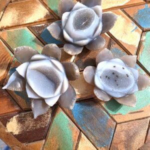 Agate Geode Lotus Carvings