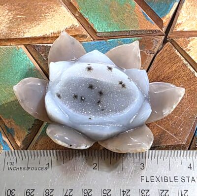 Agate Geode Lotus Carvings - Image 5