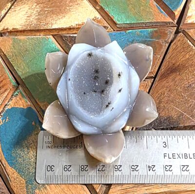Agate Geode Lotus Carvings - Image 6