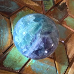 Blue Rainbow Fluorite Sphere