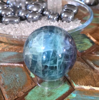 Blue Rainbow Fluorite Sphere - Image 4