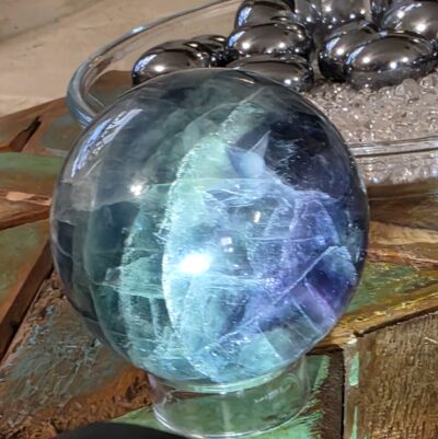 Blue Rainbow Fluorite Sphere - Image 5