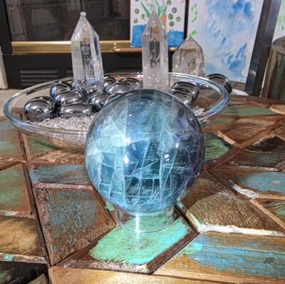 Blue Rainbow Fluorite Sphere - Image 7