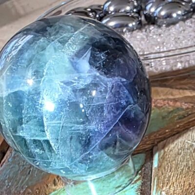 Blue Rainbow Fluorite Sphere - Image 8