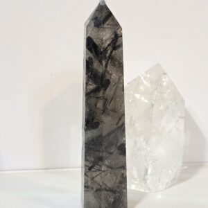 Clear Quartz and Black Tourmaline Tower