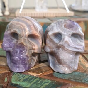 Amethyst and Agate Skulls
