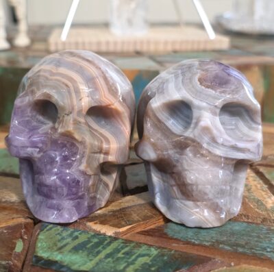 Amethyst and Agate Skulls
