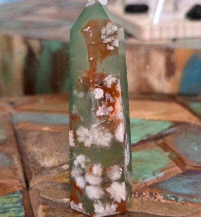 Green Flower Agate Tower